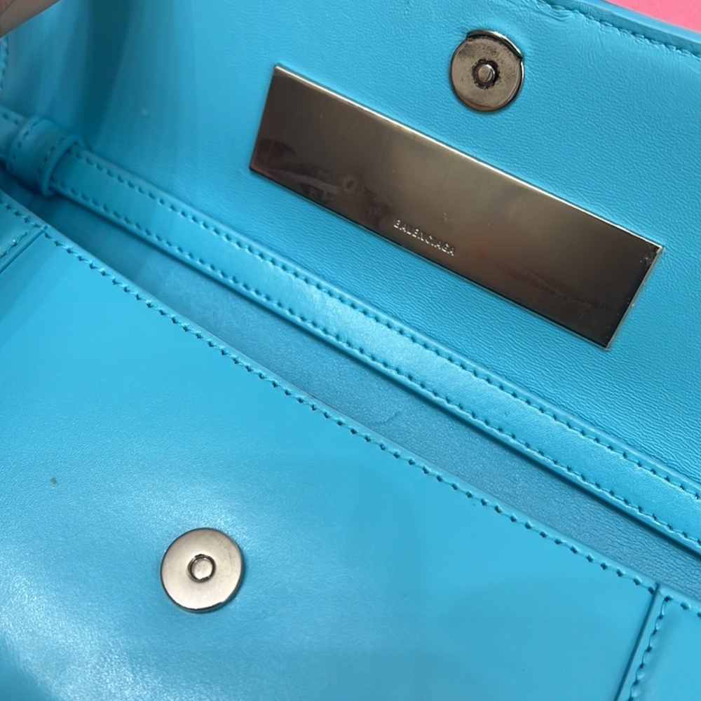 Balenciaga Blue Hourglass Leather Shoulder Bag - Picture 7 of 10